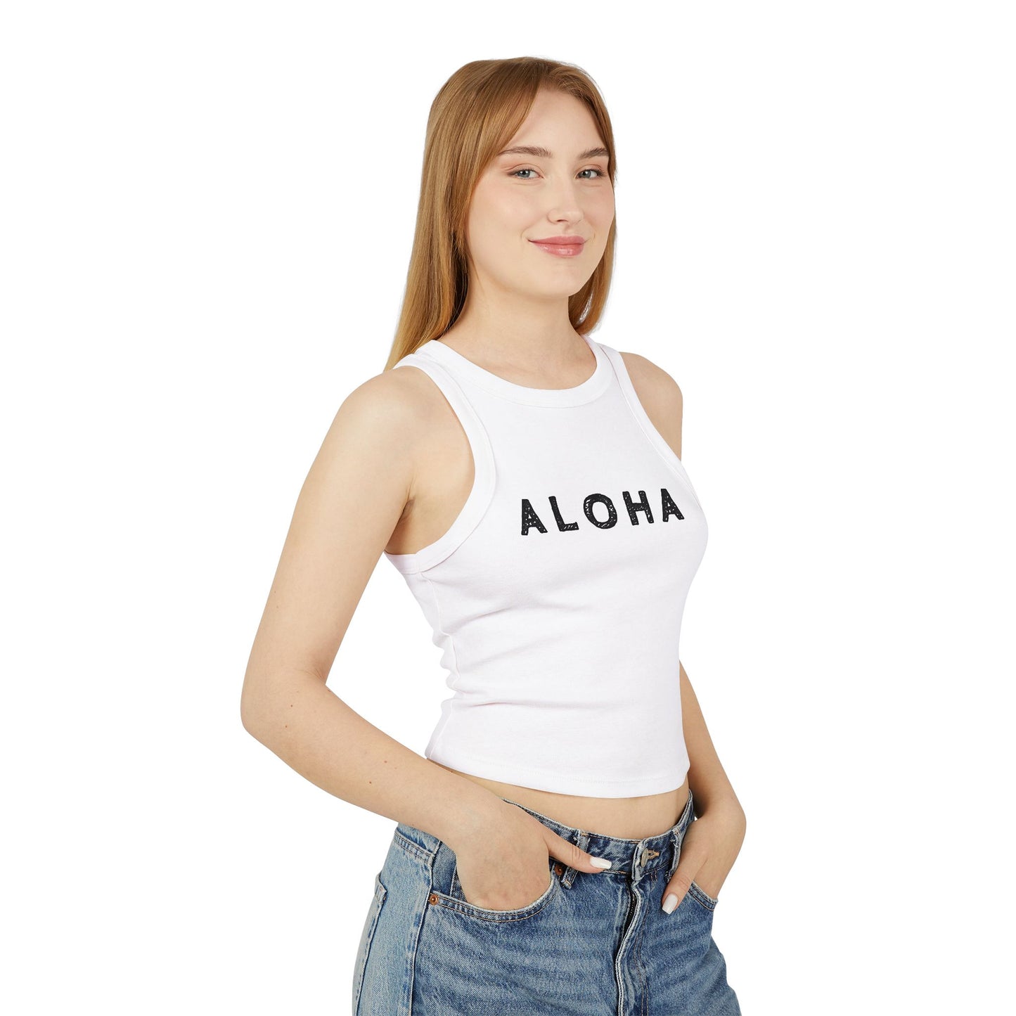 Aloha Logo Premium Micro Rib Racer Tank Top