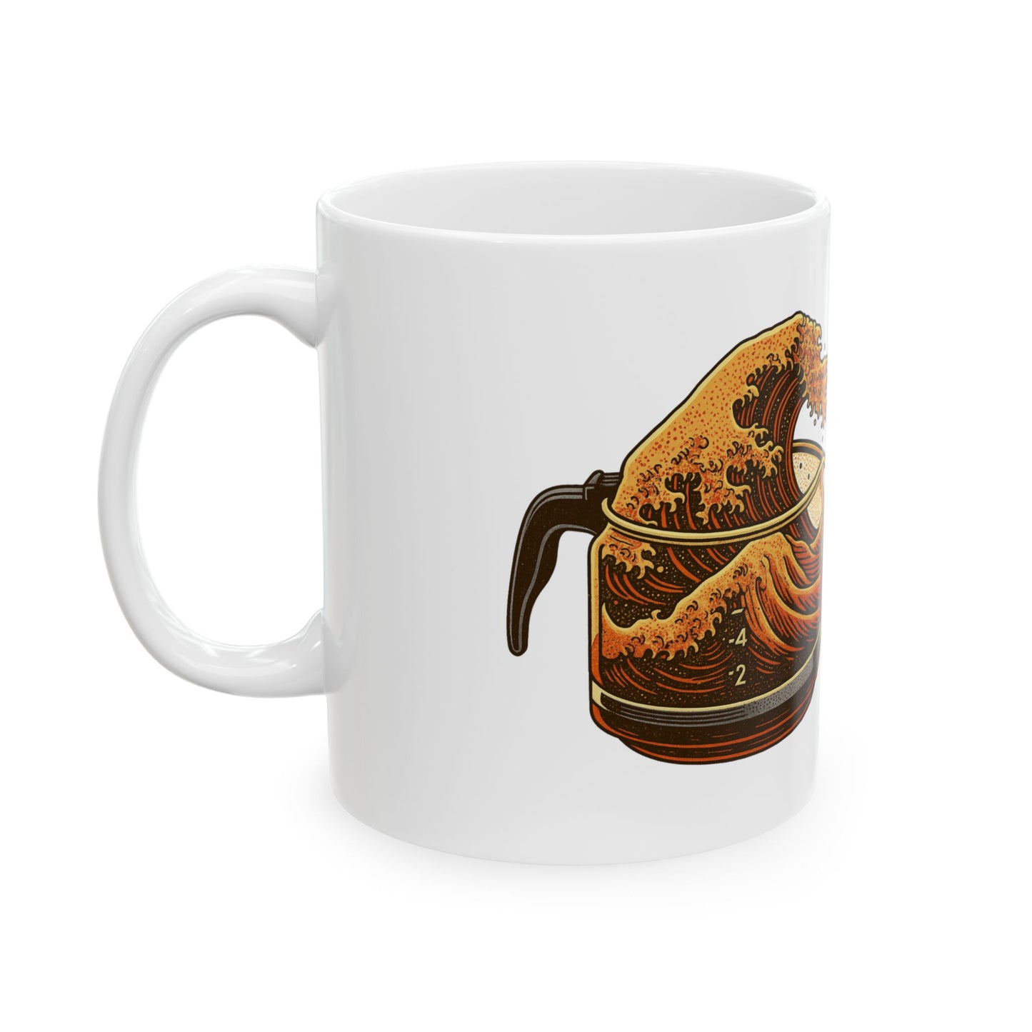 The Great Wave of Coffee White Ceramic Mug - Ride the Wave