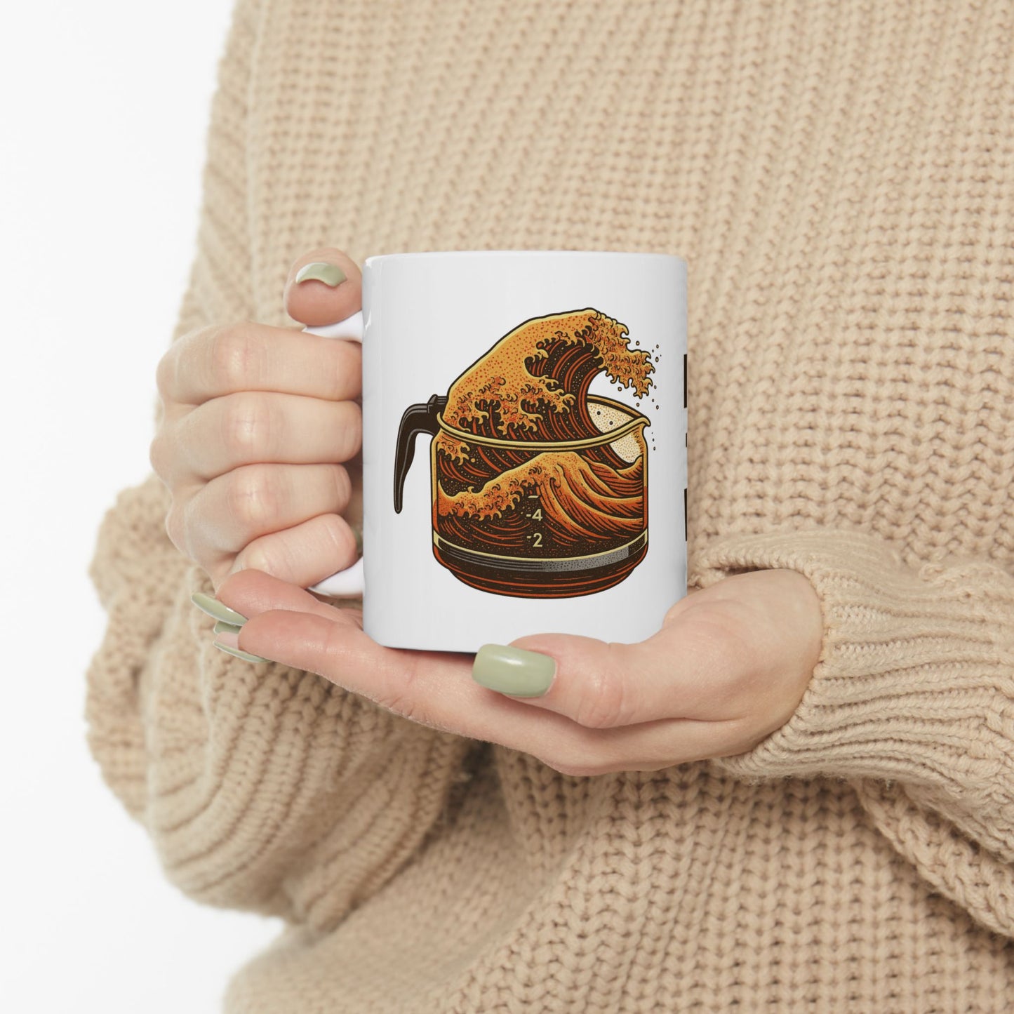 The Great Wave of Coffee White Ceramic Mug - Ride the Wave