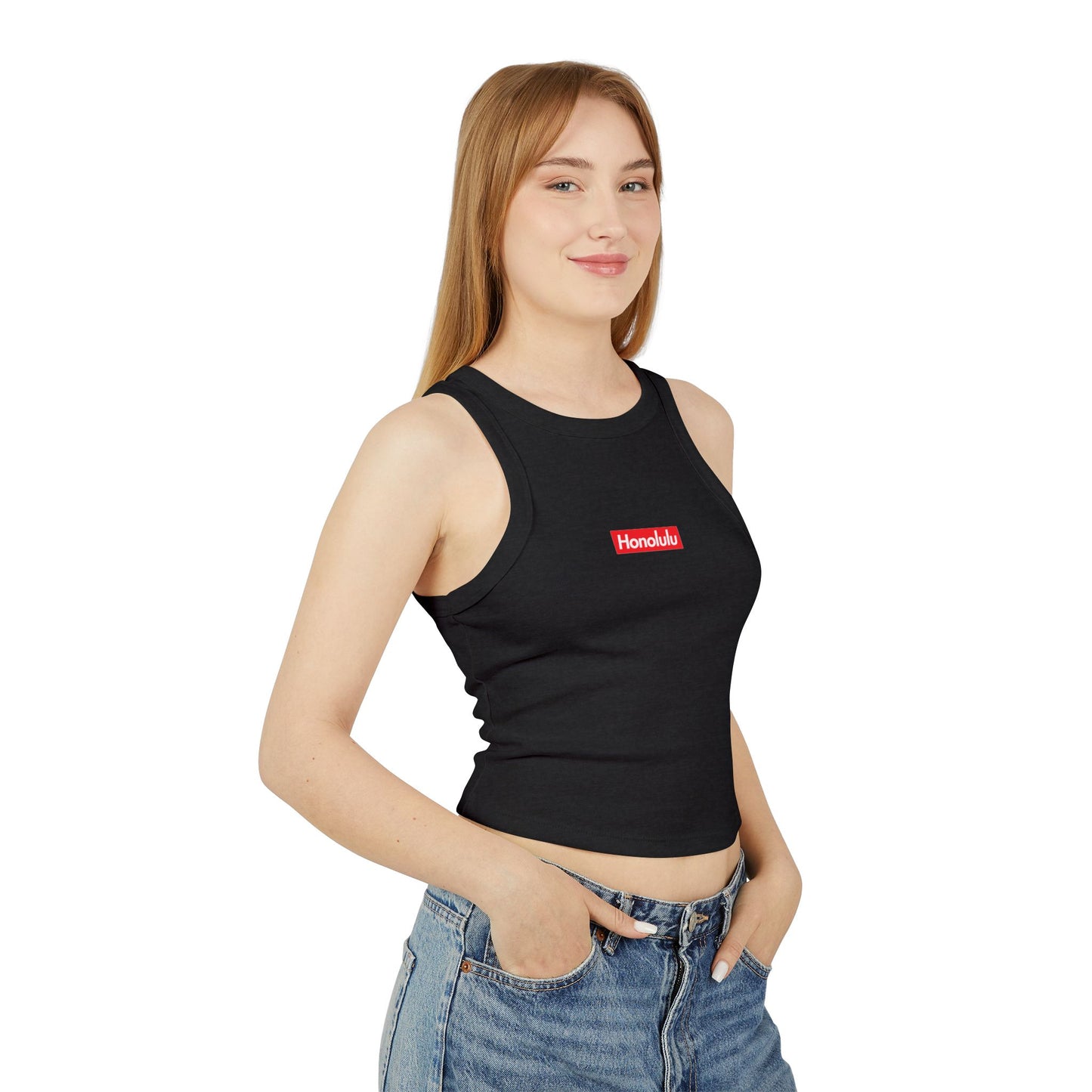 Honolulu Logo Premium Micro Rib Racer Tank Top
