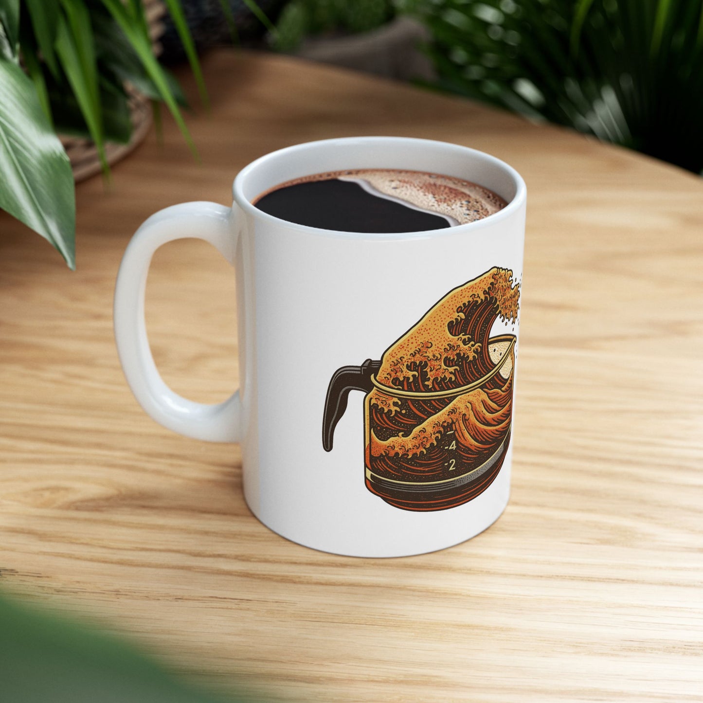The Great Wave of Coffee White Ceramic Mug - Ride the Wave