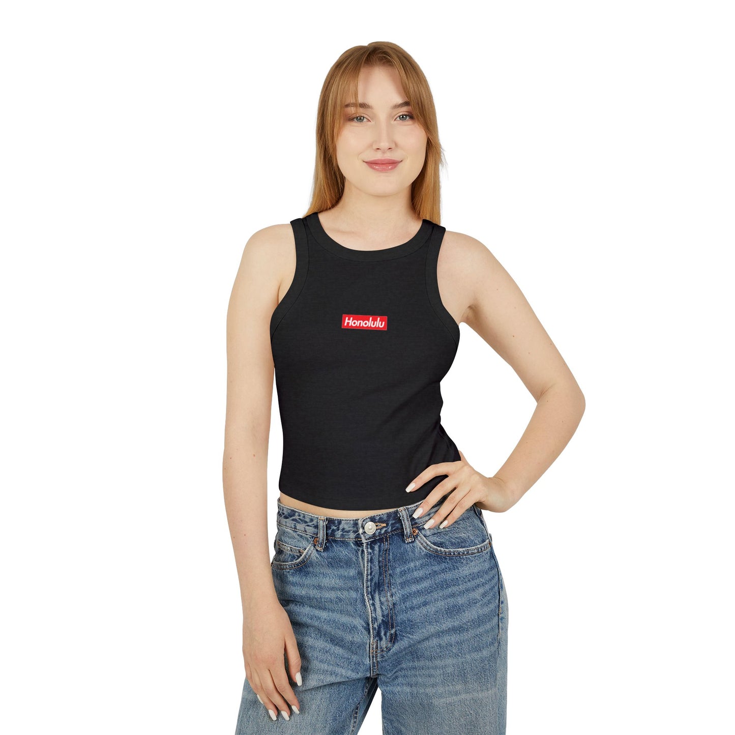 Honolulu Logo Premium Micro Rib Racer Tank Top