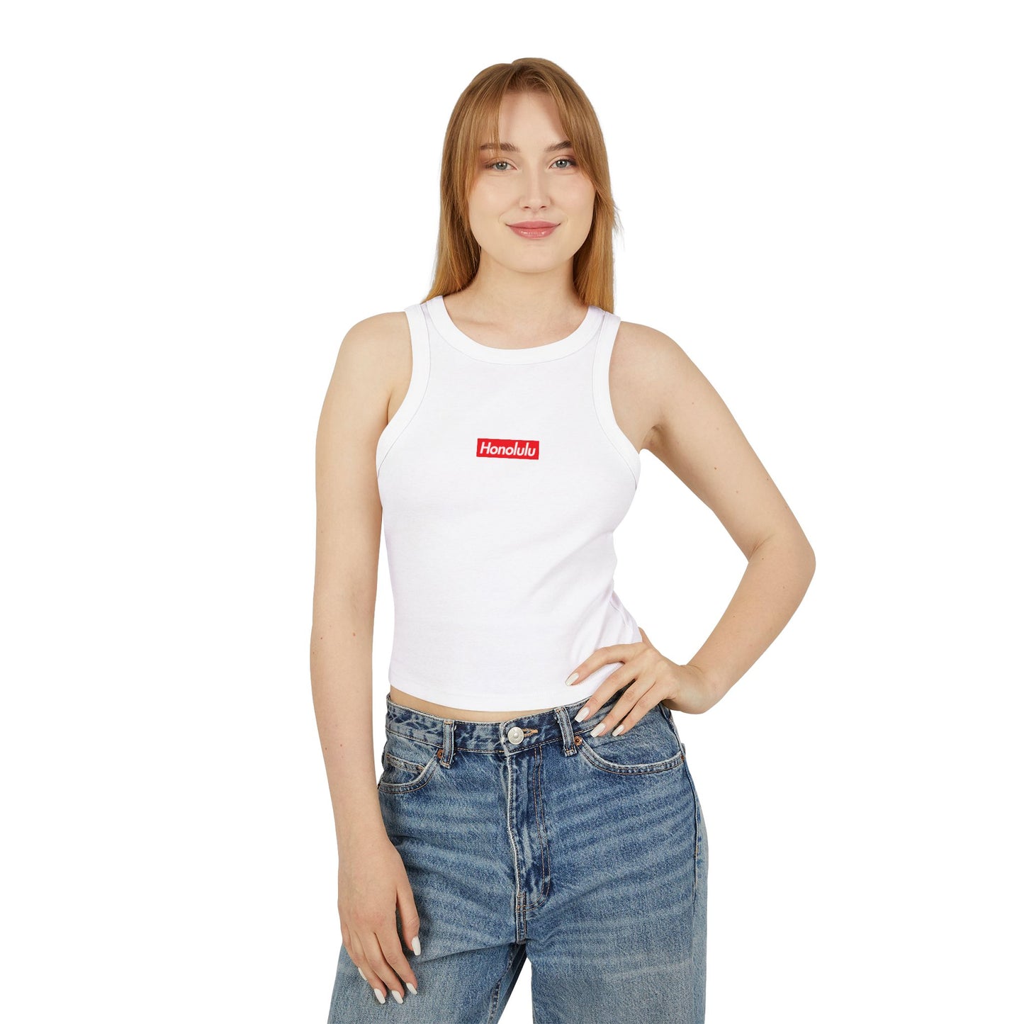 Honolulu Logo Premium Micro Rib Racer Tank Top