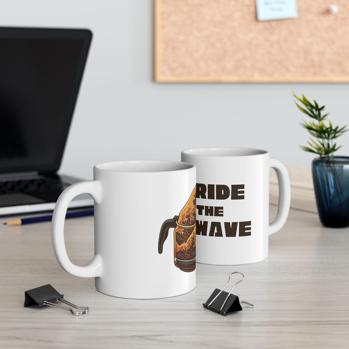 The Great Wave of Coffee White Ceramic Mug - Ride the Wave