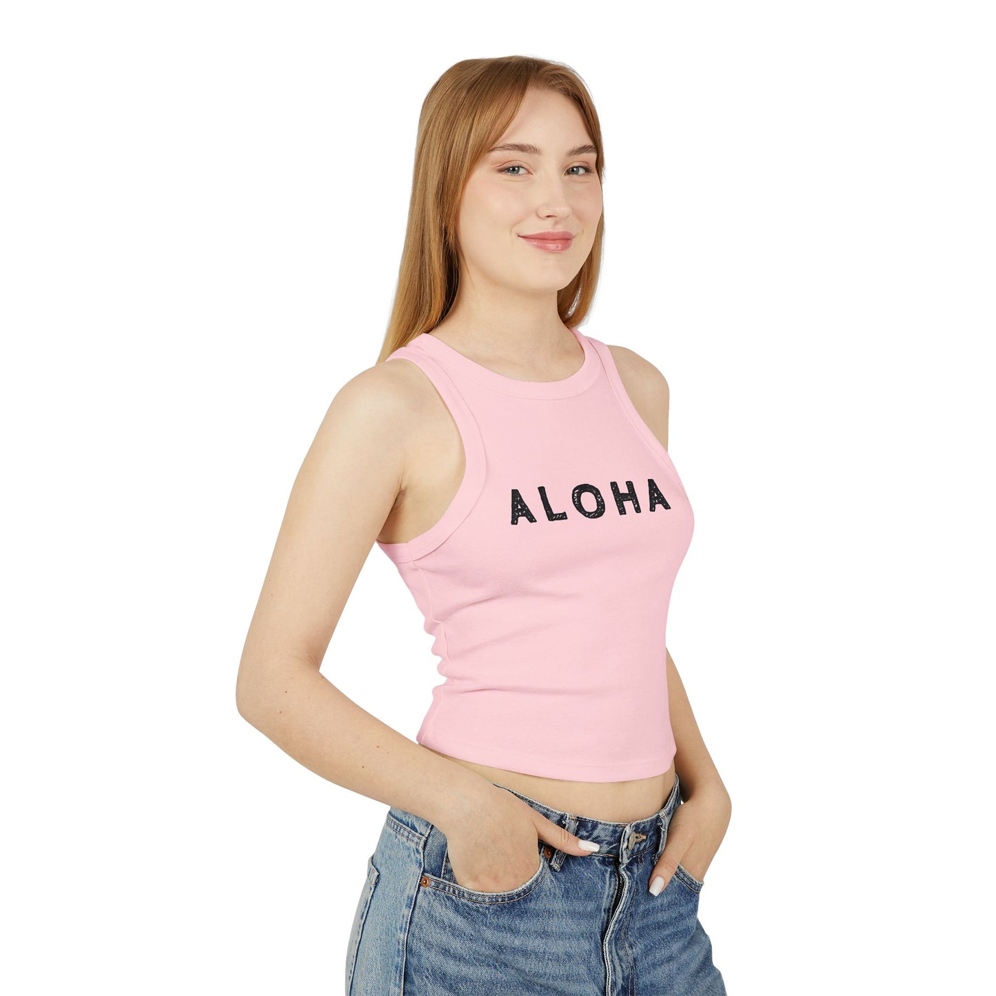 Aloha Logo Premium Micro Rib Racer Tank Top