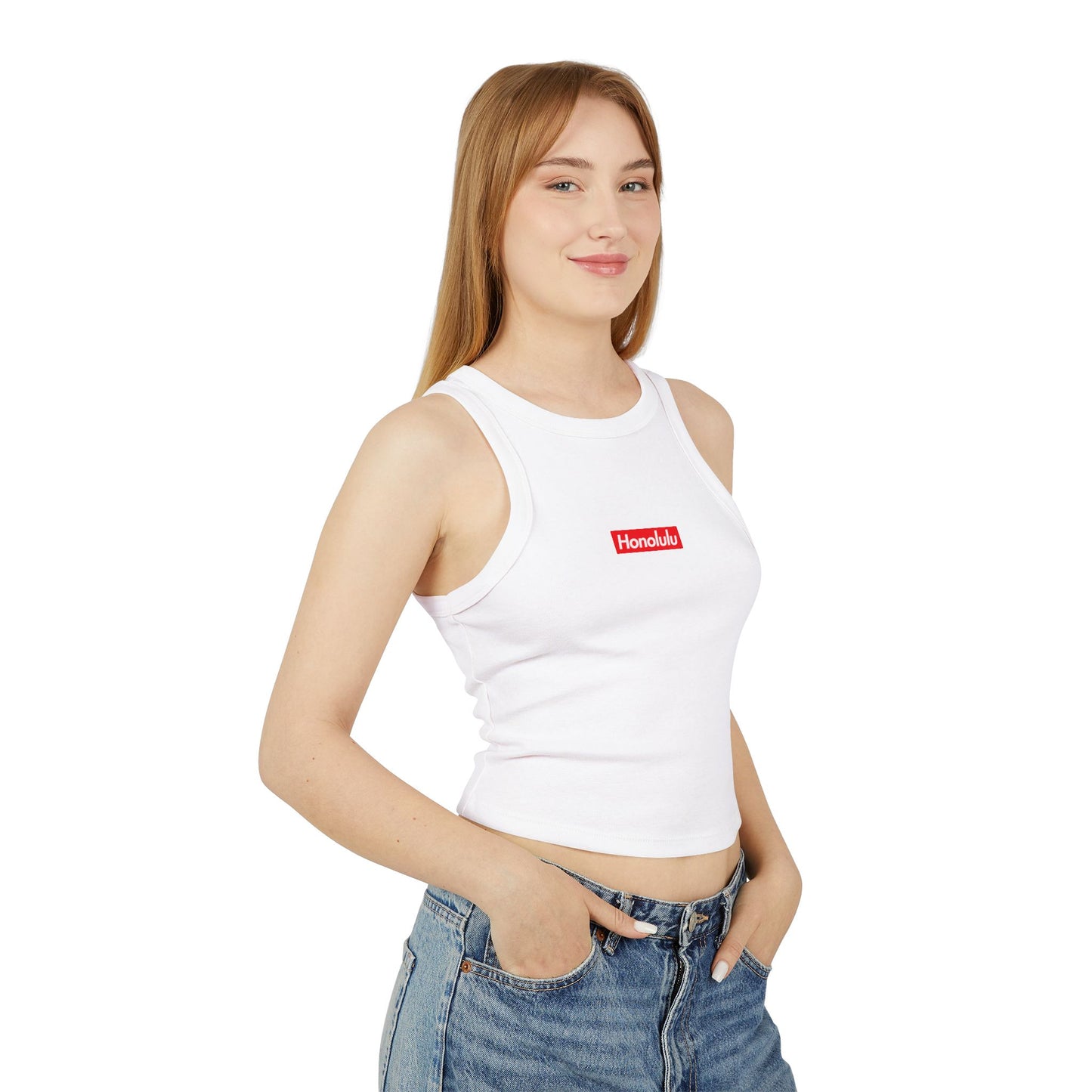 Honolulu Logo Premium Micro Rib Racer Tank Top