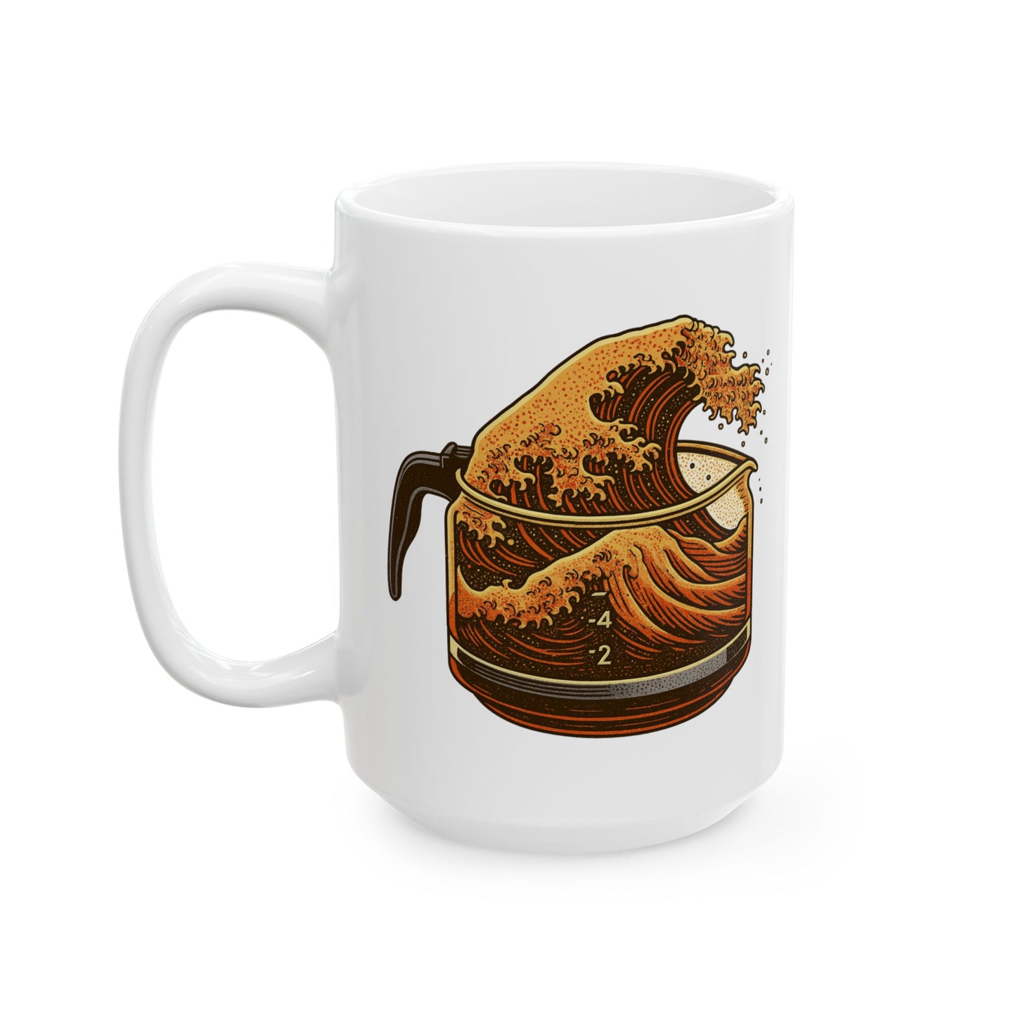 The Great Wave of Coffee White Ceramic Mug - Ride the Wave