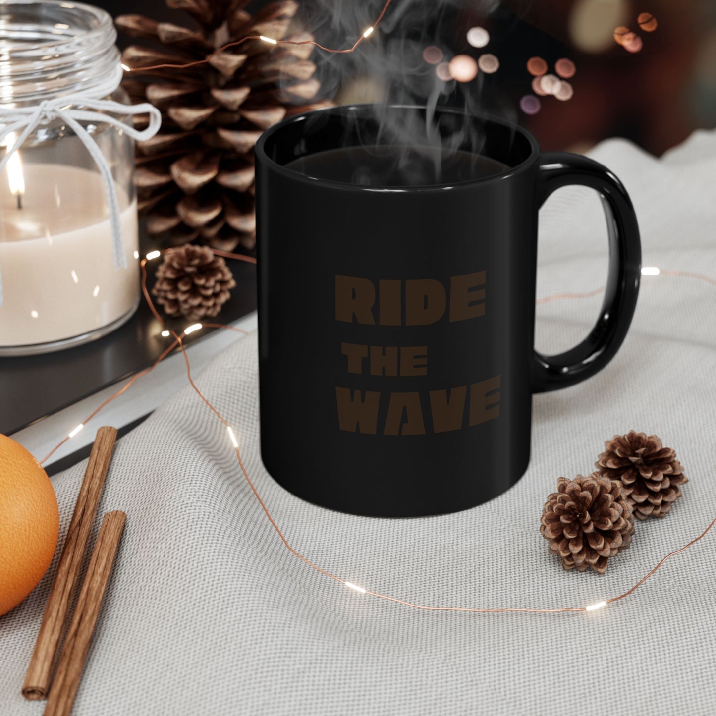 The Great Wave of Coffee Black Mug - Ride the Wave in 11oz and 15oz Sizes