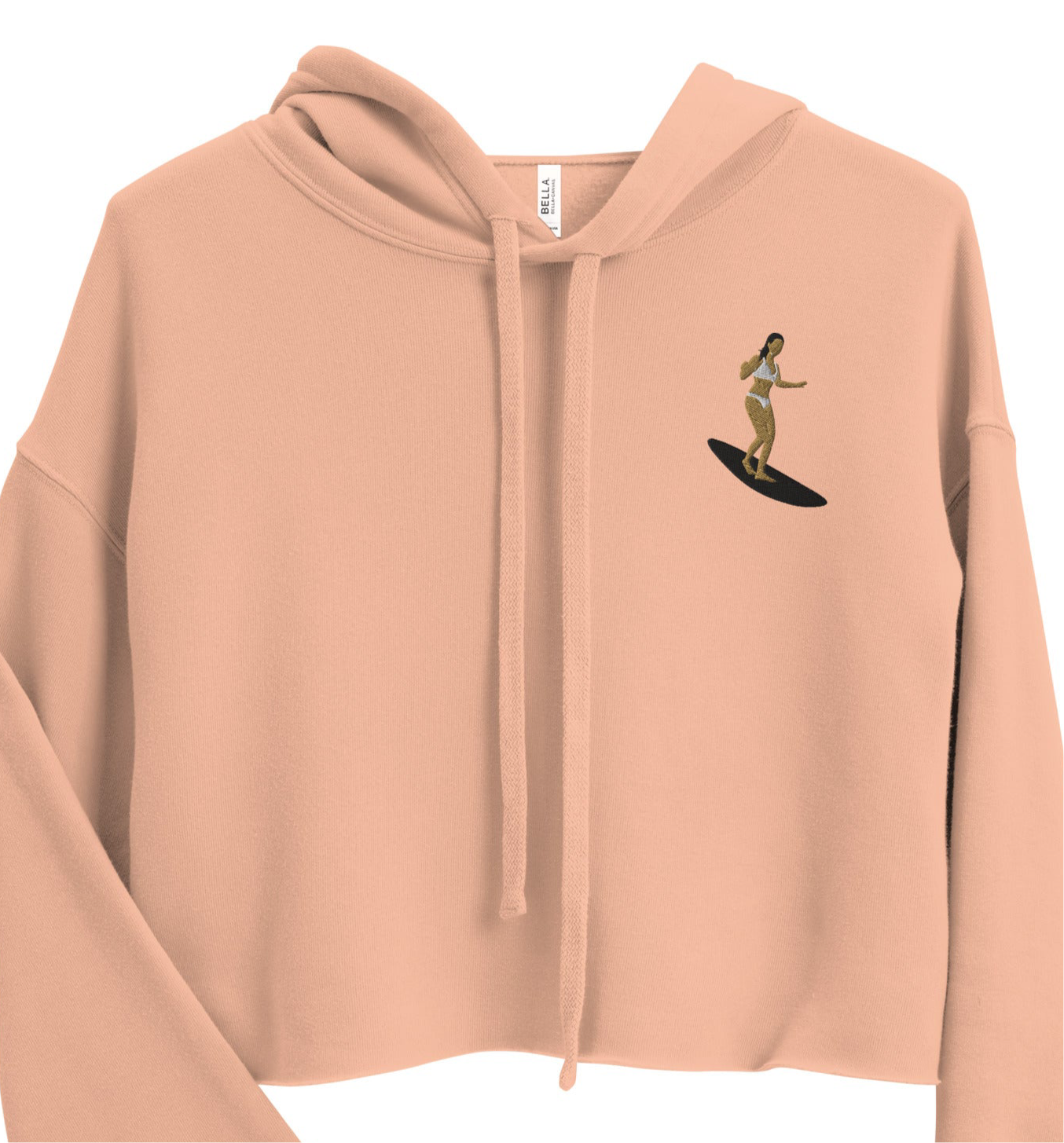 Surfer Girl Embroidered Premium Crop Hoodie