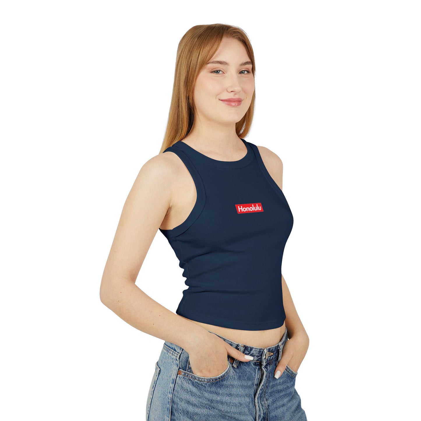 Honolulu Logo Premium Micro Rib Racer Tank Top