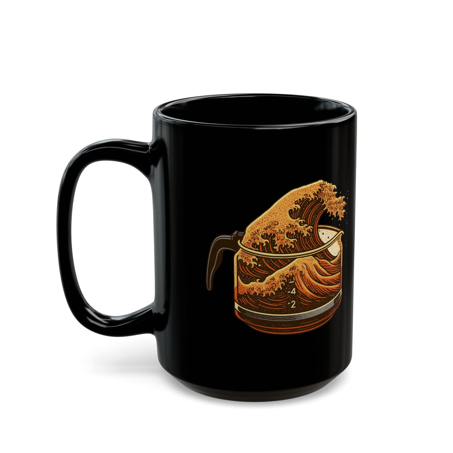The Great Wave of Coffee Black Mug - Ride the Wave in 11oz and 15oz Sizes