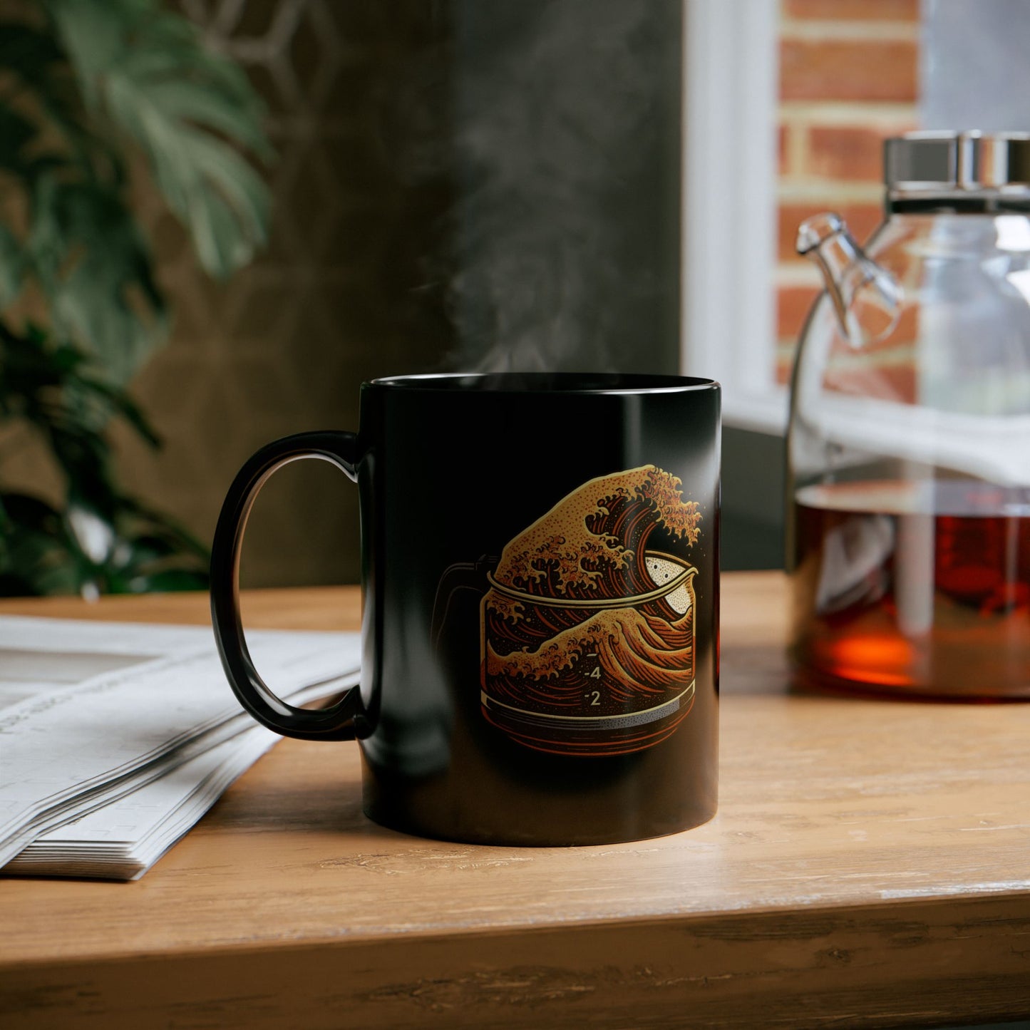 The Great Wave of Coffee Black Mug - Ride the Wave in 11oz and 15oz Sizes