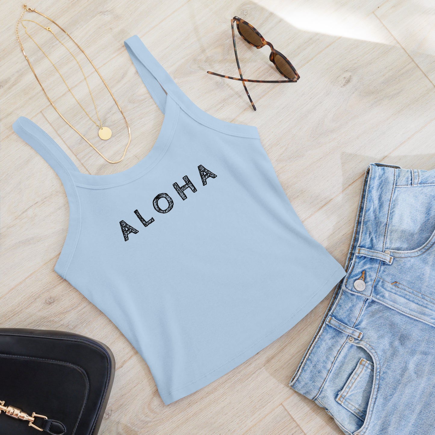 Aloha Scribble Printed Rib Tank Top-Tank Top-Bits of Aloha