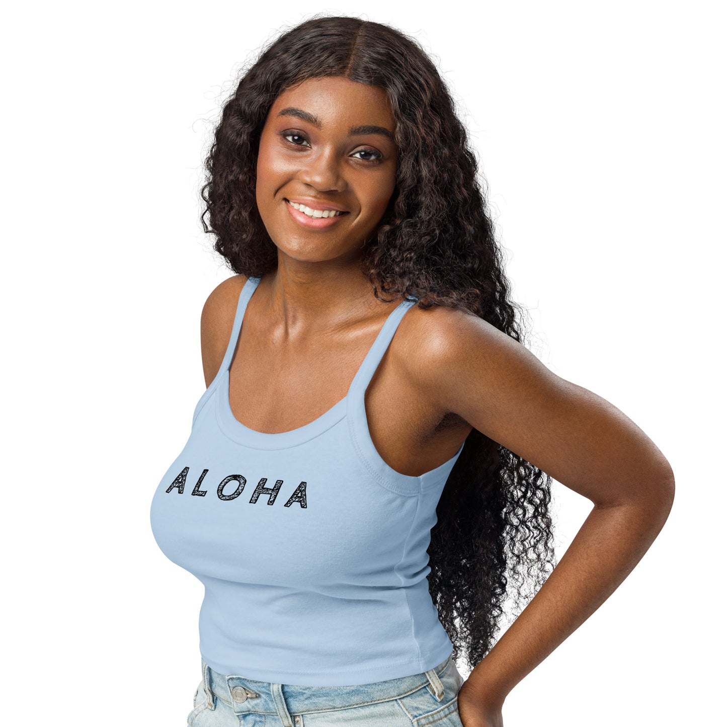 Aloha Scribble Printed Rib Tank Top-Tank Top-Bits of Aloha