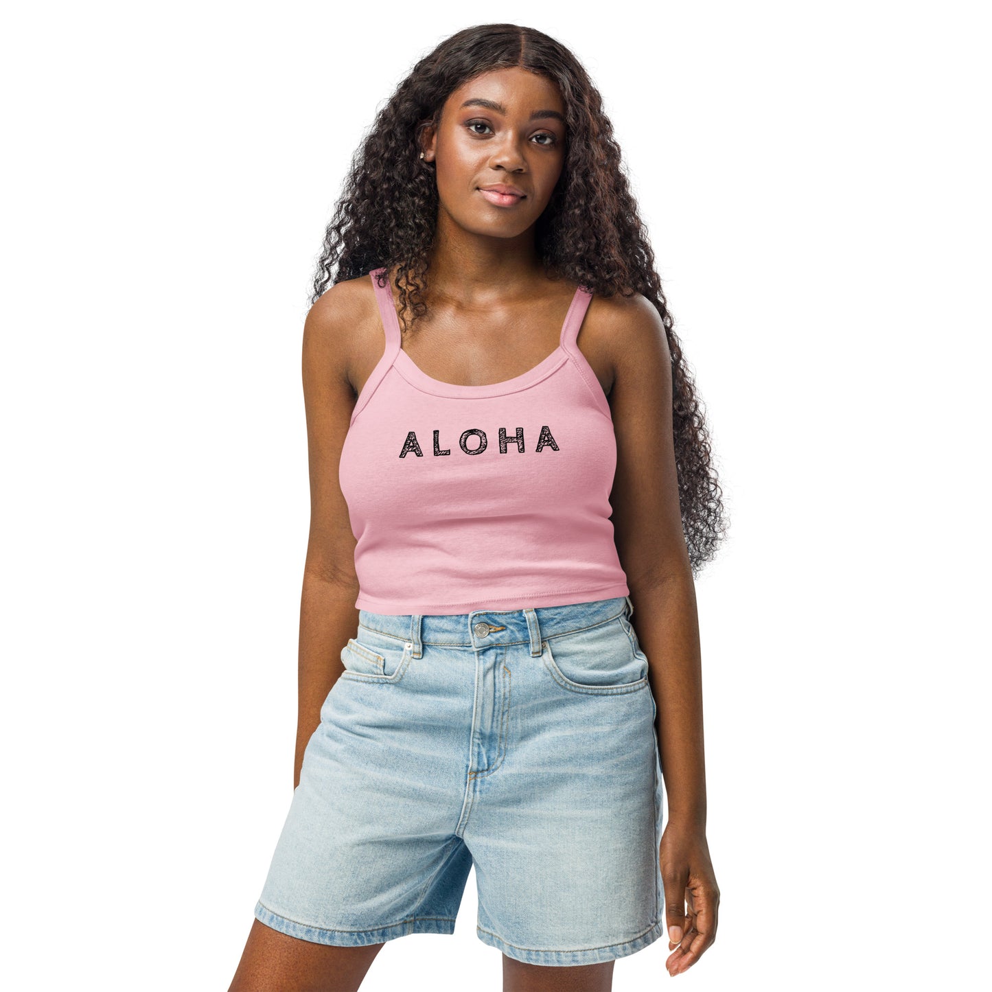 Aloha Scribble Printed Rib Tank Top-Tank Top-Bits of Aloha