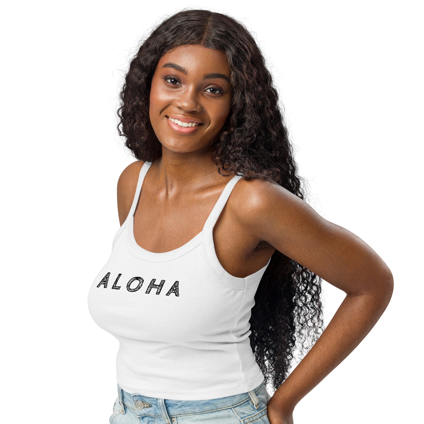 Aloha Scribble Printed Rib Tank Top-Tank Top-Bits of Aloha