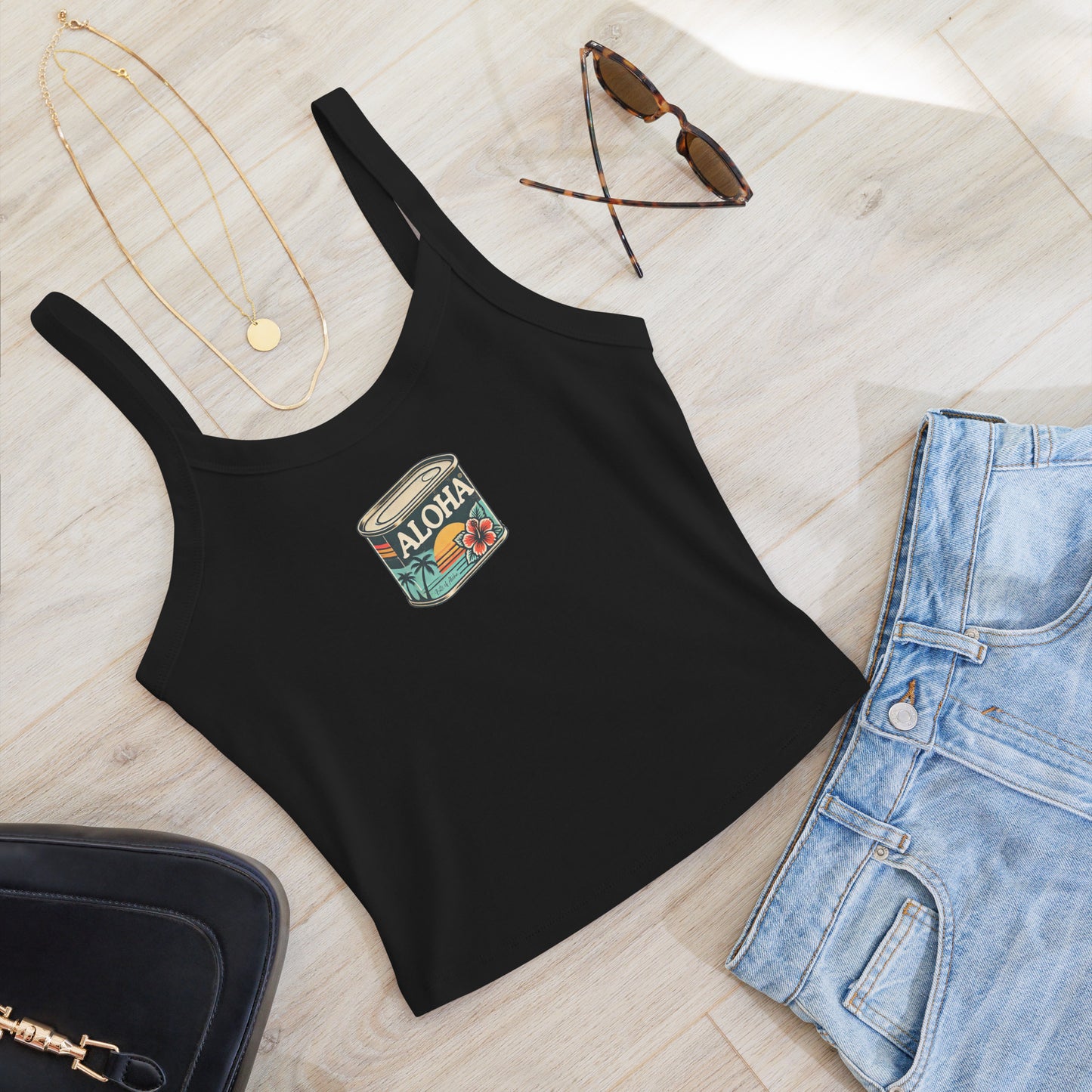 Can of Aloha Printed Rib Tank Top-Tank Top-Bits of Aloha