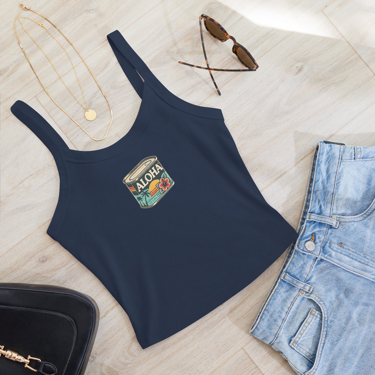 Can of Aloha Printed Rib Tank Top-Tank Top-Bits of Aloha