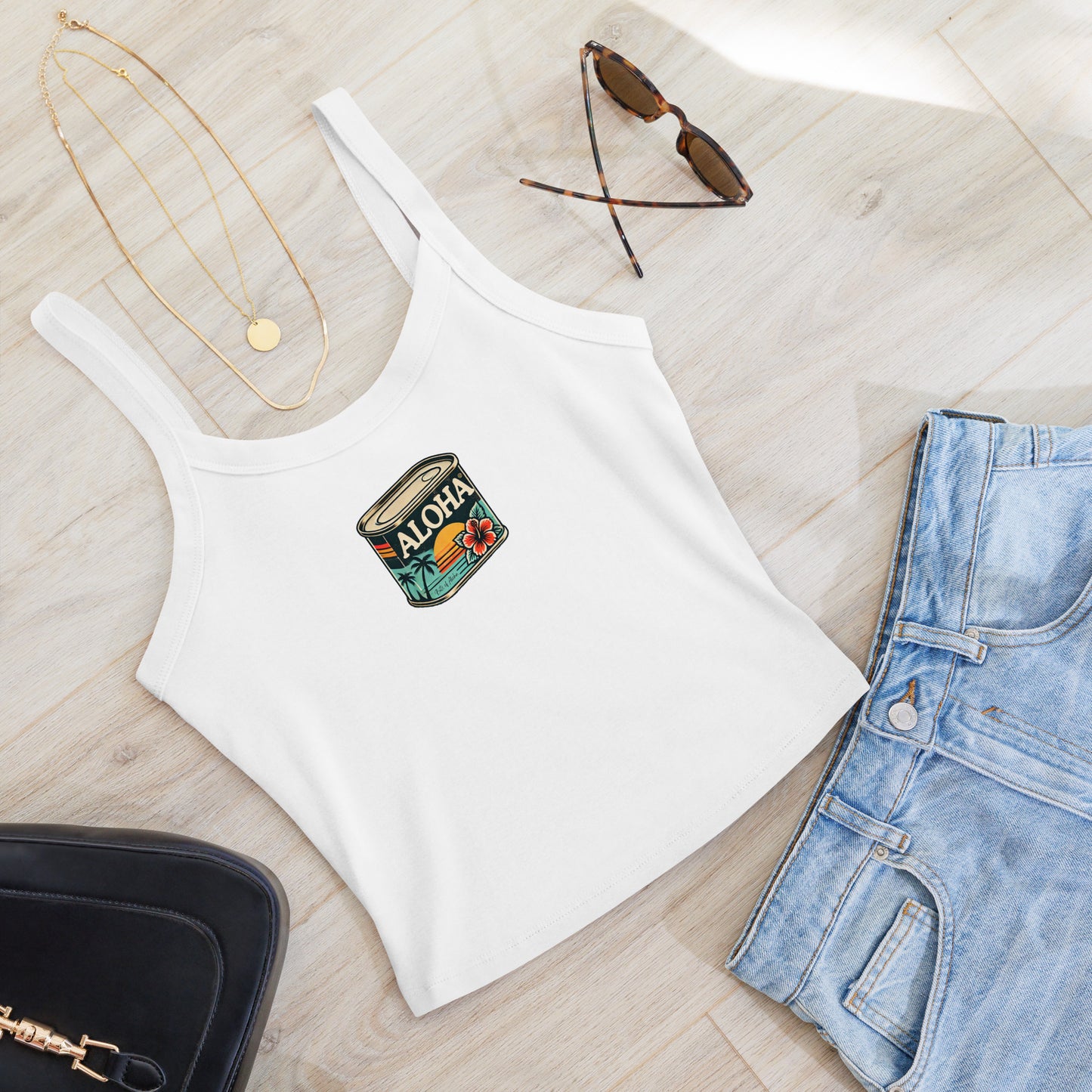 Can of Aloha Printed Rib Tank Top-Tank Top-Bits of Aloha