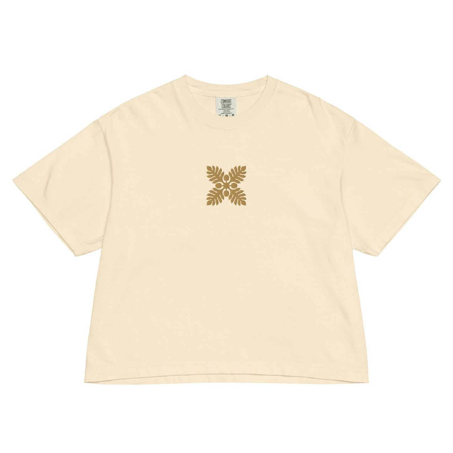 Embroidered Hawaiian Breadfruit Quilt Boxy Tee – Premium Cotton by Bits of Aloha-T-Shirt-Bits of Aloha