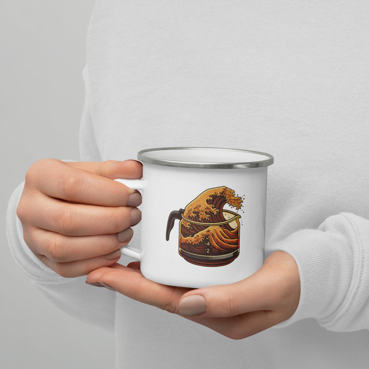 The Great Wave of Coffee Enamel Mug - Ride the Wave-Mug-Bits of Aloha