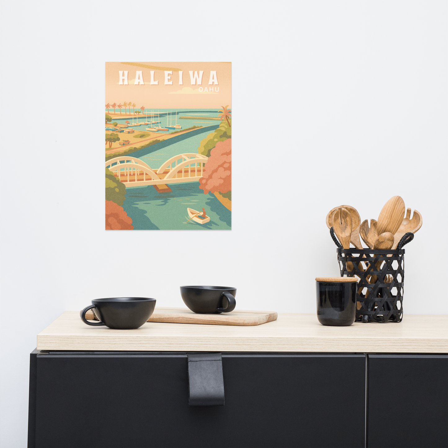 Haleiwa Town Retro Art Poster