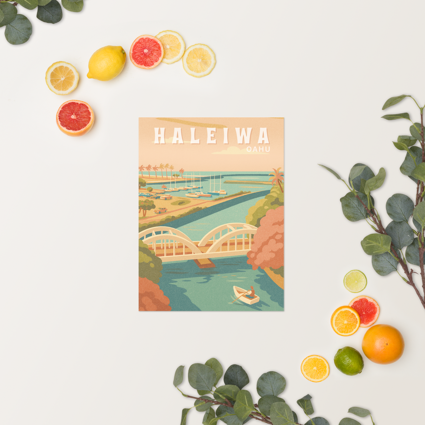 Haleiwa Town Retro Art Poster