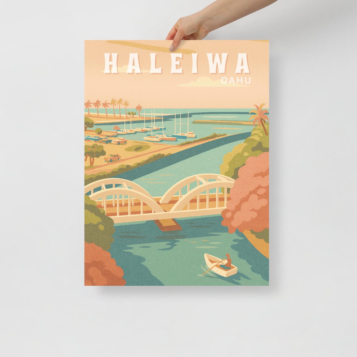 Haleiwa Town Retro Art Poster-Art-Bits of Aloha