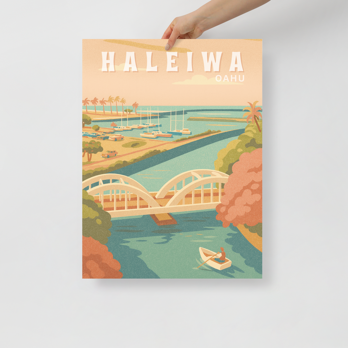 Haleiwa Town Retro Art Poster