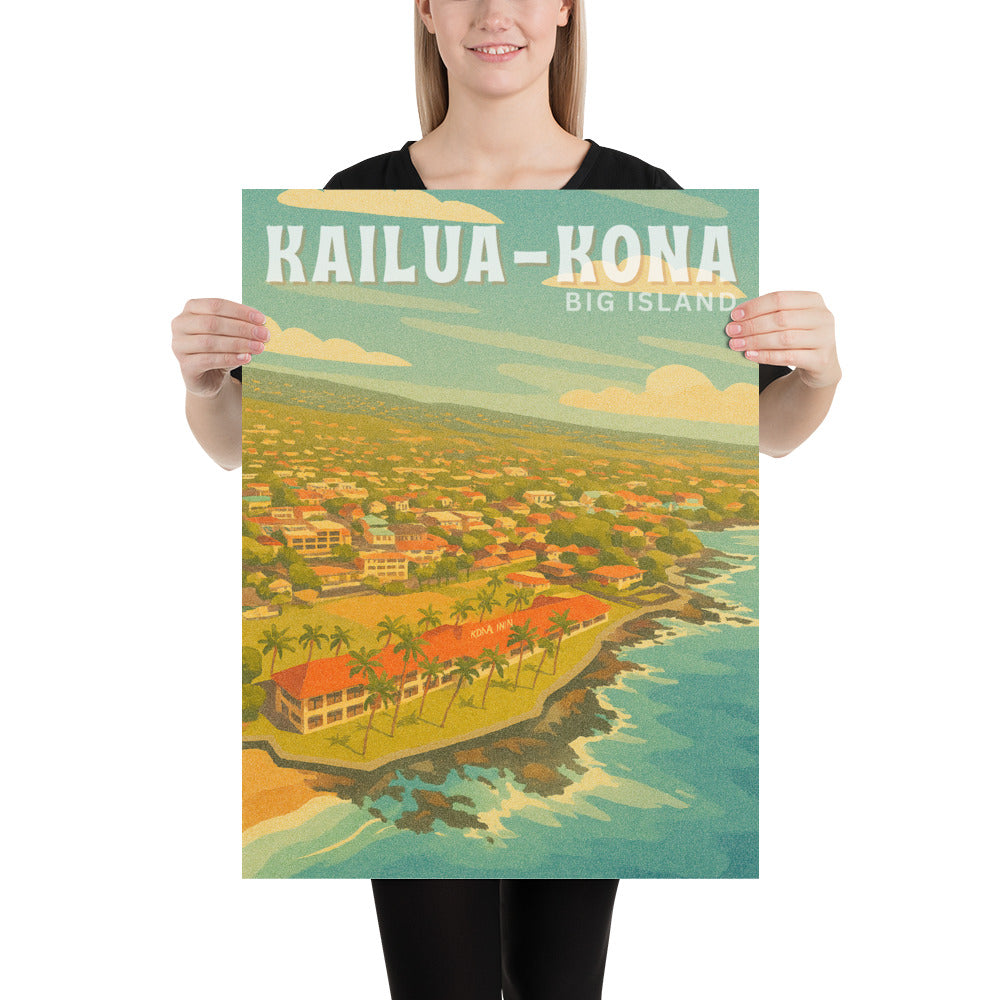 Kailua-Kona Town Retro Art Poster-Art-Bits of Aloha