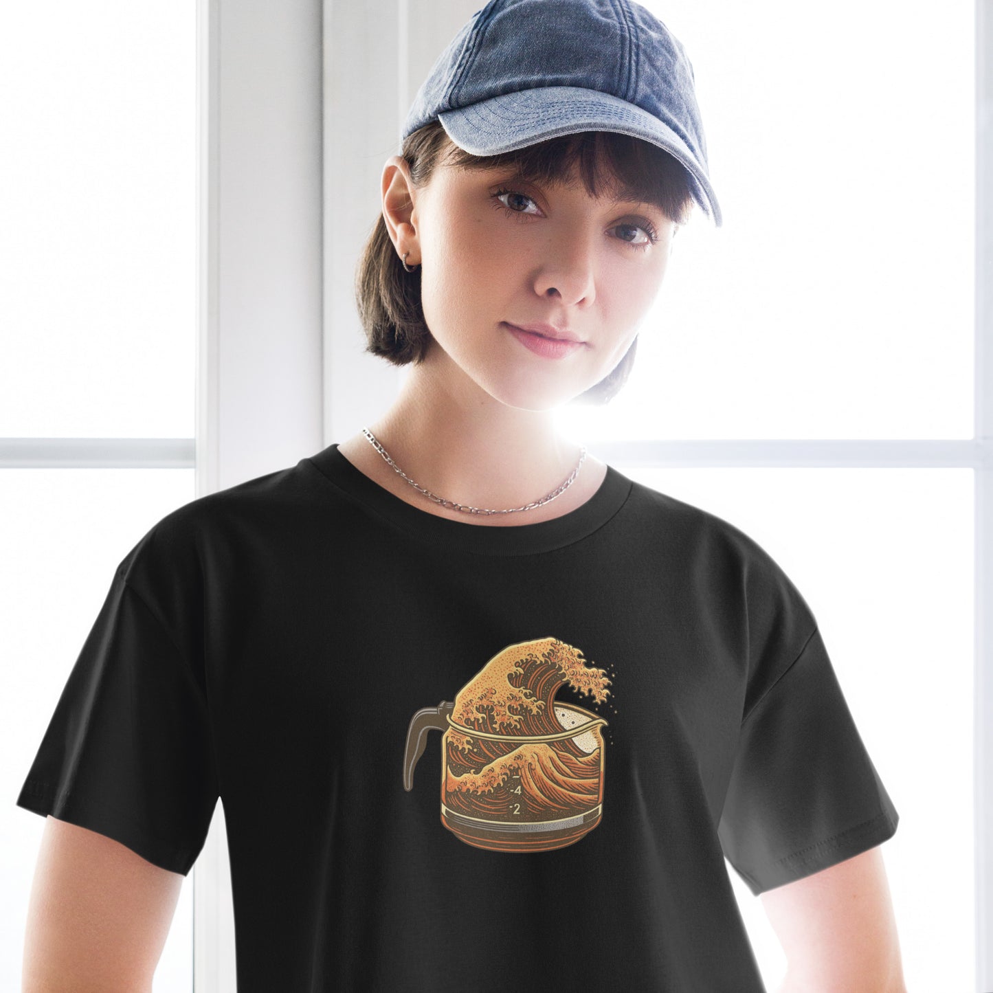 Great Wave Coffee Premium Crop Top – Japanese Graphic Tee for Coffee Lovers-T-Shirt-Bits of Aloha