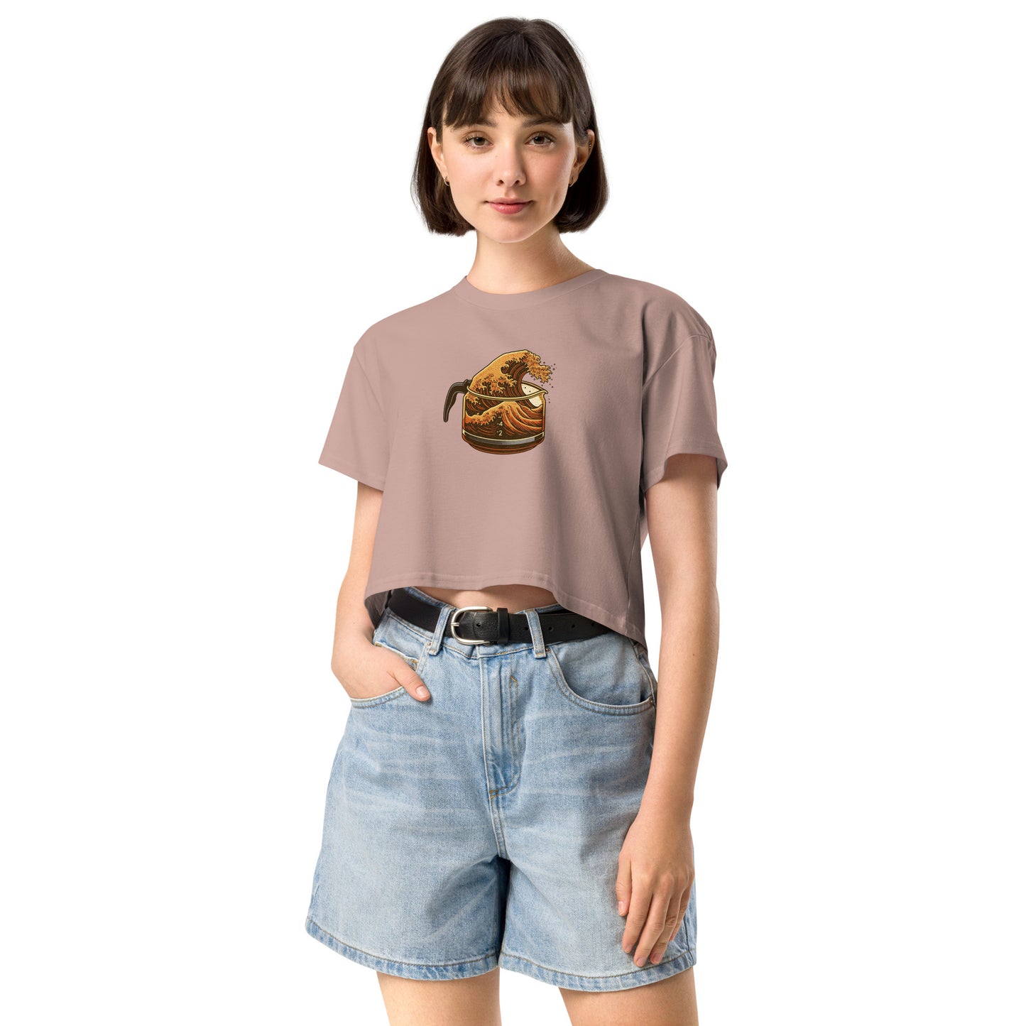 Great Wave Coffee Premium Crop Top – Japanese Graphic Tee for Coffee Lovers-T-Shirt-Bits of Aloha