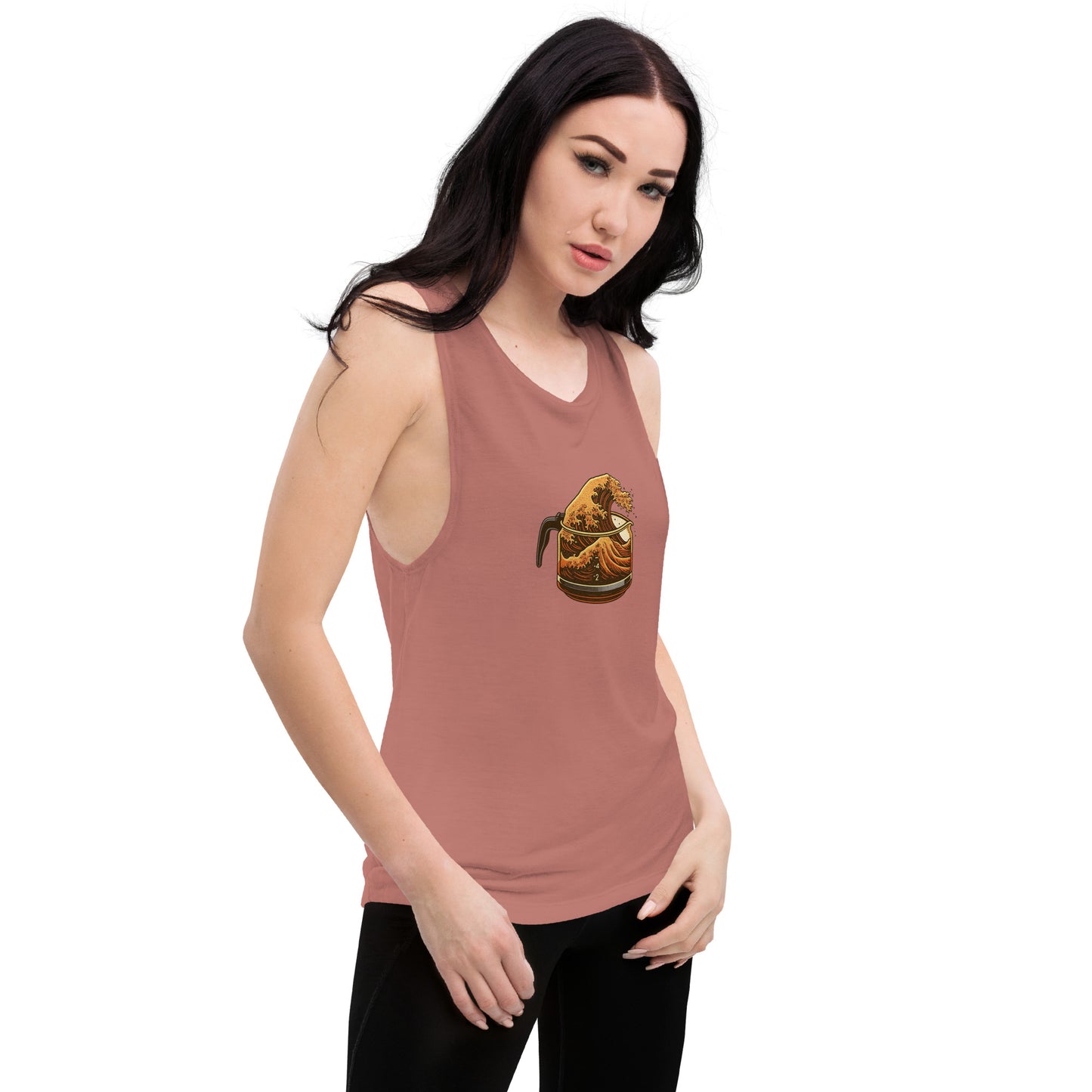 Great Wave Coffee Women's Muscle Tank – Japanese Graphic Top for Coffee Lovers-Tank Top-Bits of Aloha