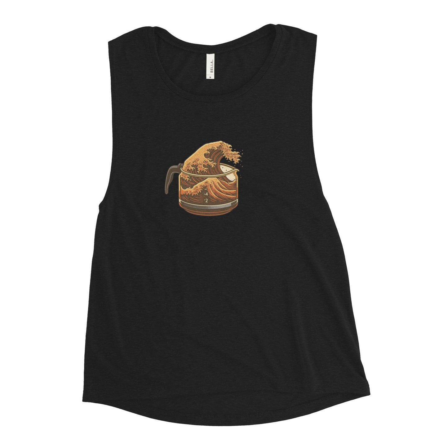 Great Wave Coffee Women's Muscle Tank – Japanese Graphic Top for Coffee Lovers-Tank Top-Bits of Aloha