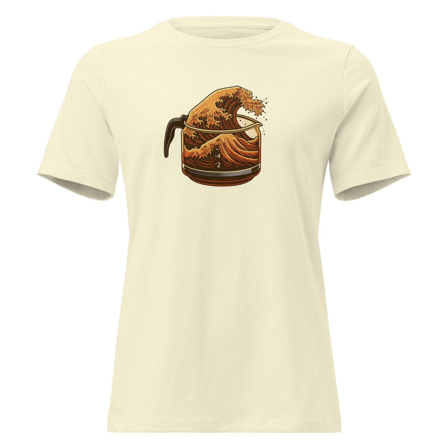 Great Wave Coffee Women's Relaxed T-Shirt – Japanese Graphic Tee for Coffee Lovers-T-Shirt-Bits of Aloha