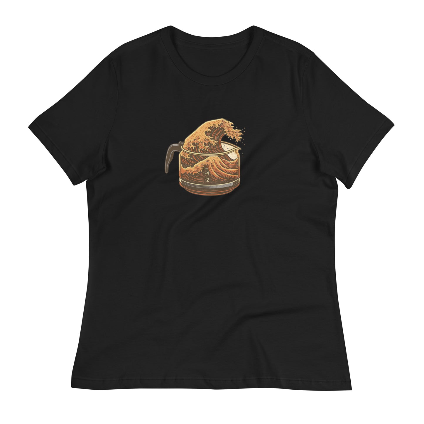 Great Wave Coffee Women's Relaxed T-Shirt – Japanese Graphic Tee for Coffee Lovers-T-Shirt-Bits of Aloha