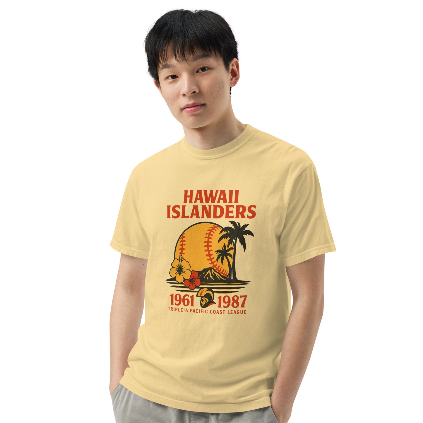 Hawaii Islanders Premium Vintage Baseball Tee – Pacific Coast League Tribute-T-Shirt-Bits of Aloha