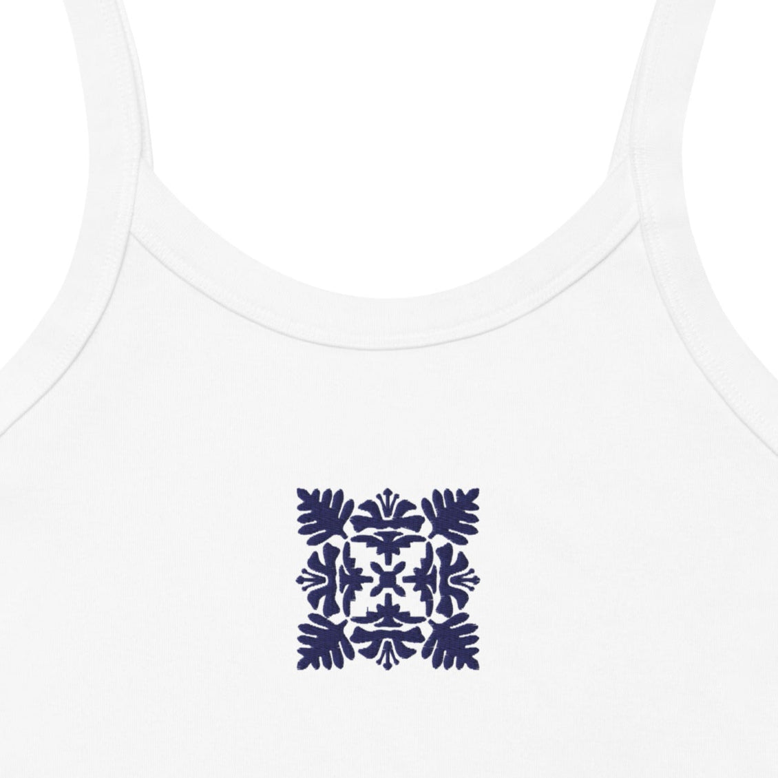 Hawaiian Blue Quilt Embroidered Rib Tank Top-Tank Top-Bits of Aloha