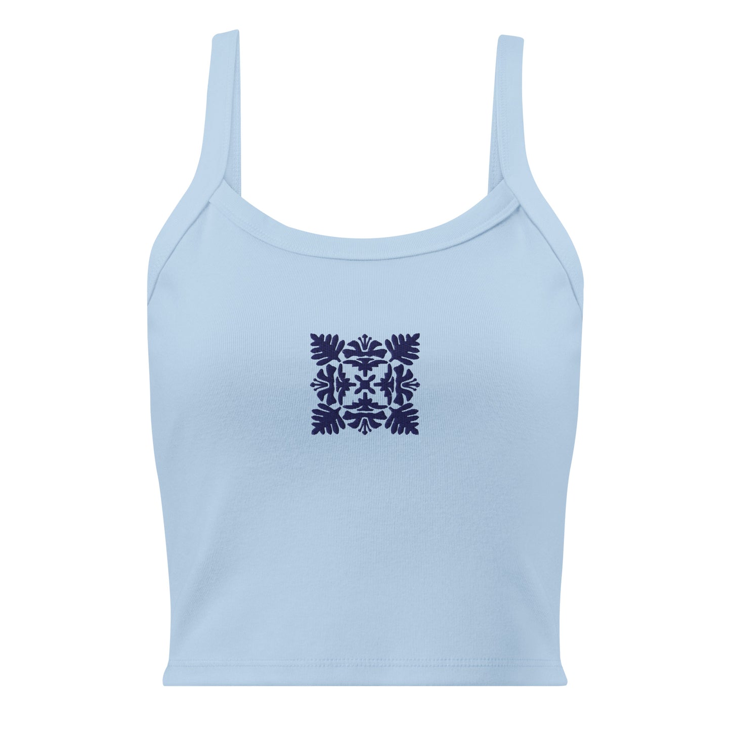 Hawaiian Blue Quilt Embroidered Rib Tank Top-Tank Top-Bits of Aloha