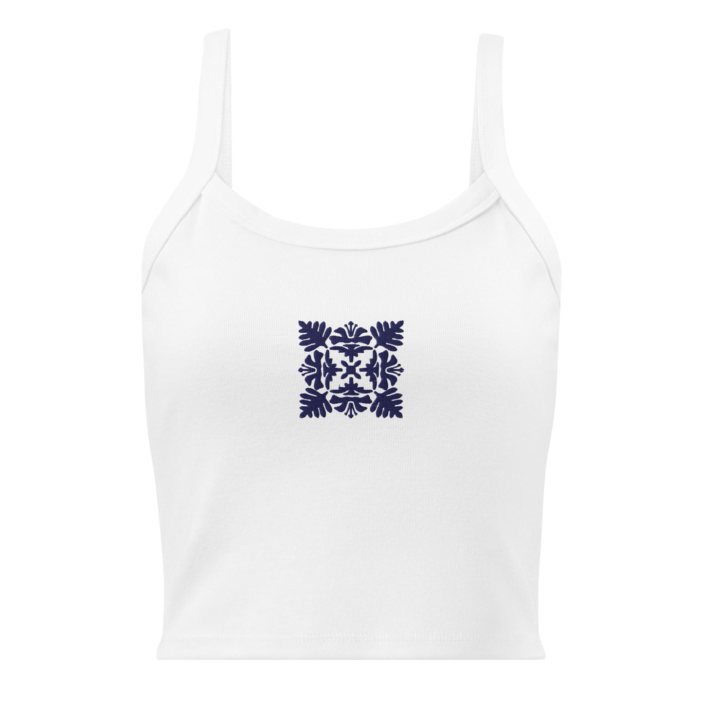Hawaiian Blue Quilt Embroidered Rib Tank Top-Tank Top-Bits of Aloha