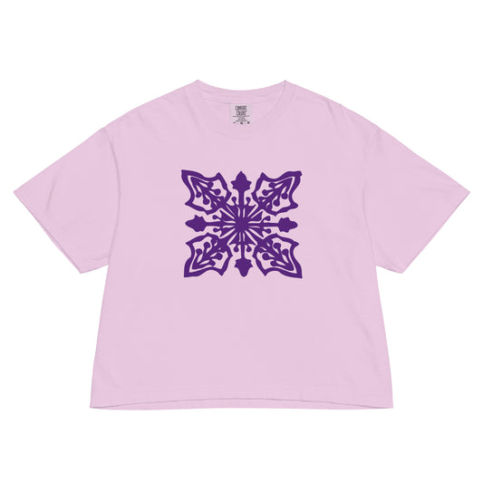 Hawaiian Purple Royalty Quilt Boxy Tee – Garment-Dyed Aloha-Inspired T-Shirt-T-Shirt-Bits of Aloha