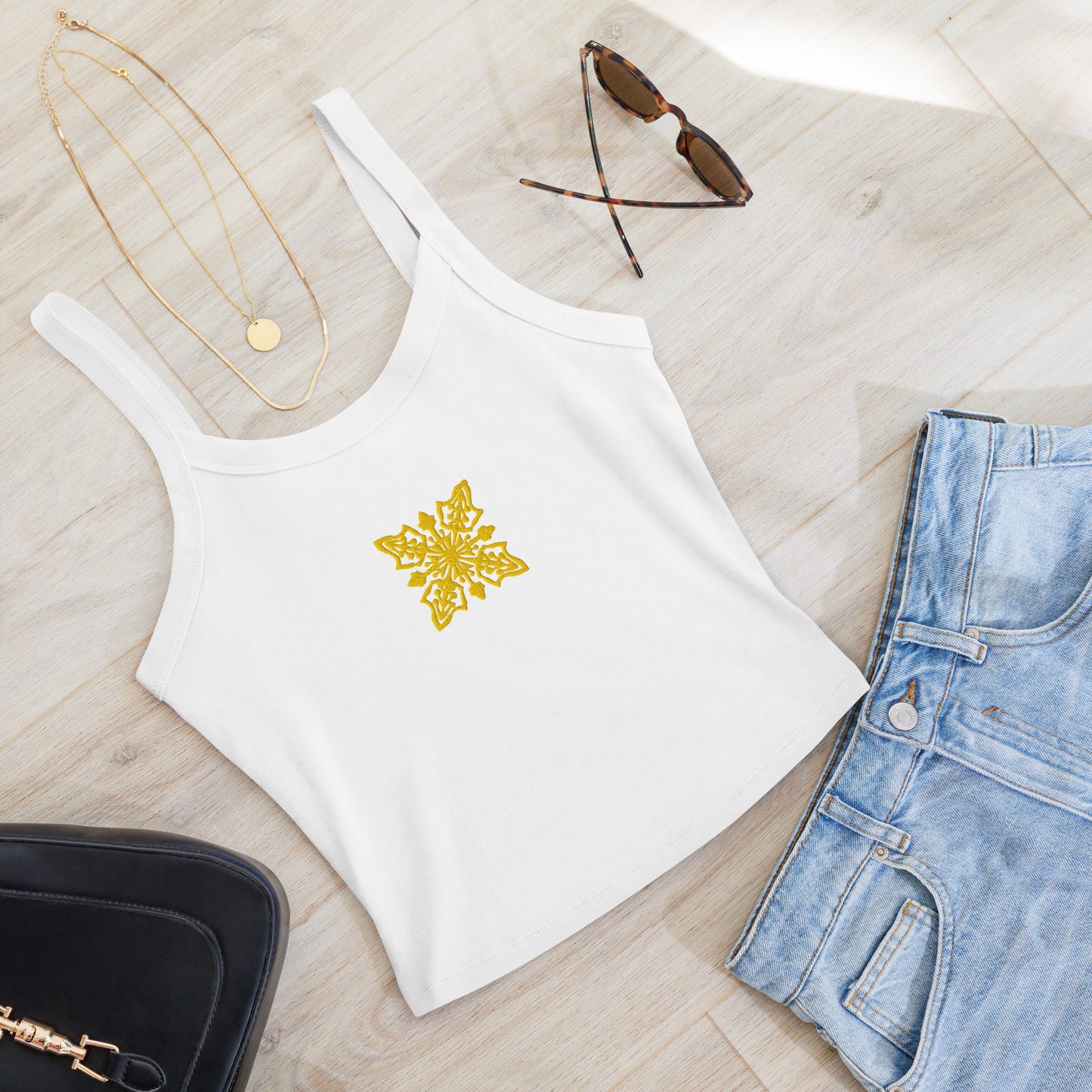 Hawaiian Quilt Embroidered Rib Tank Top-Tank Top-Bits of Aloha