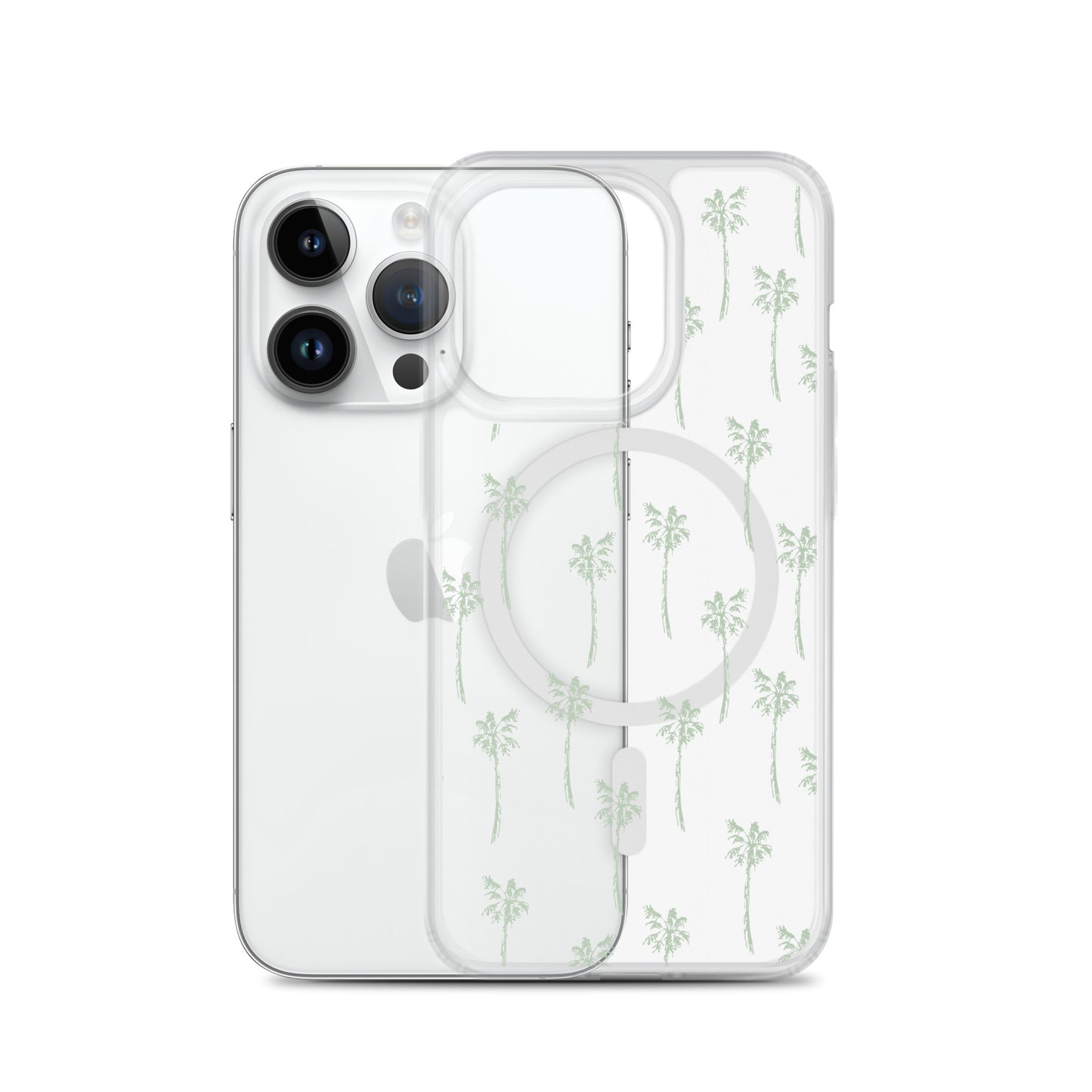 Tropical Palm Trees MagSafe® clear case for iPhone 14-16 models-Phone Case-Bits of Aloha