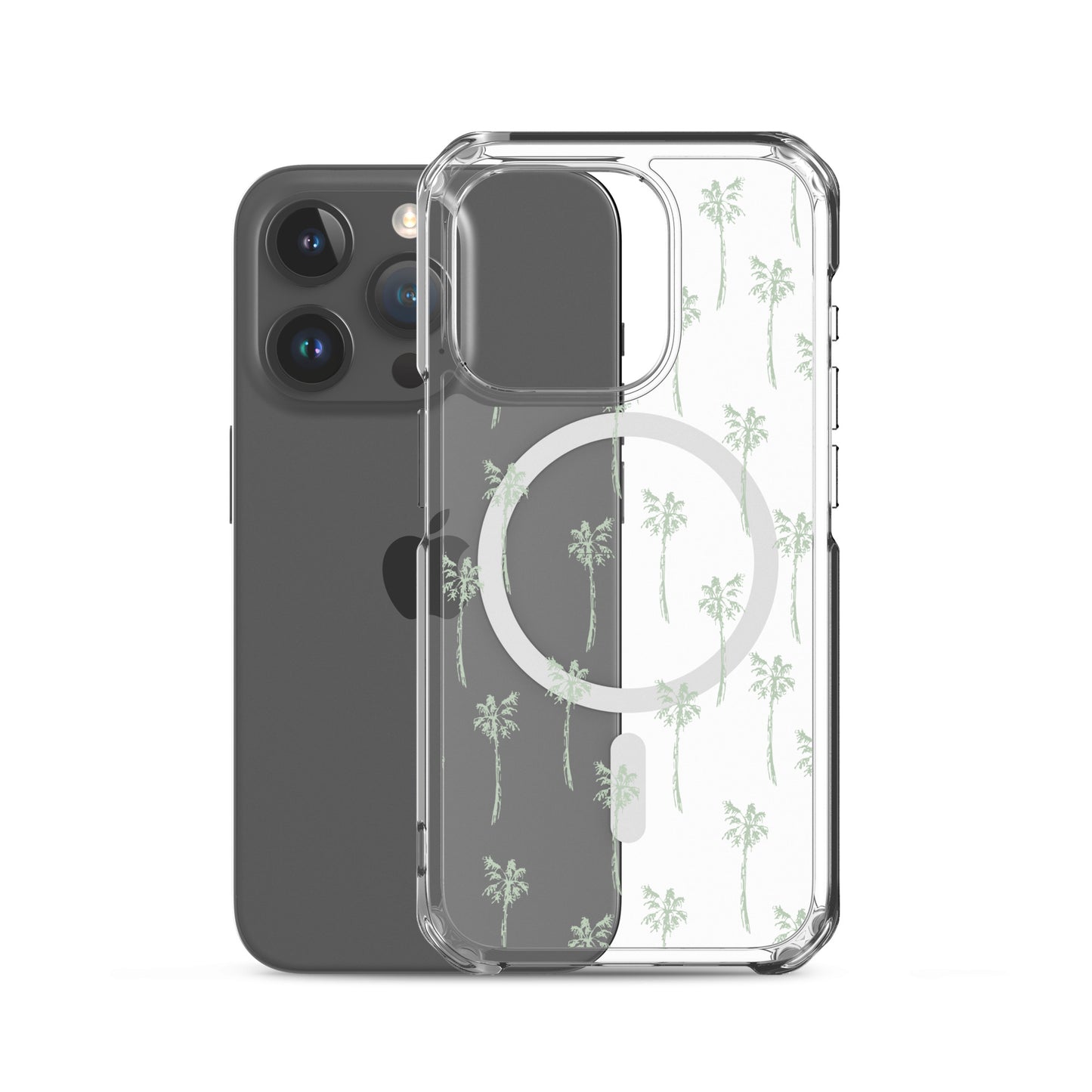 Tropical Palm Trees MagSafe® clear case for iPhone 14-16 models-Phone Case-Bits of Aloha