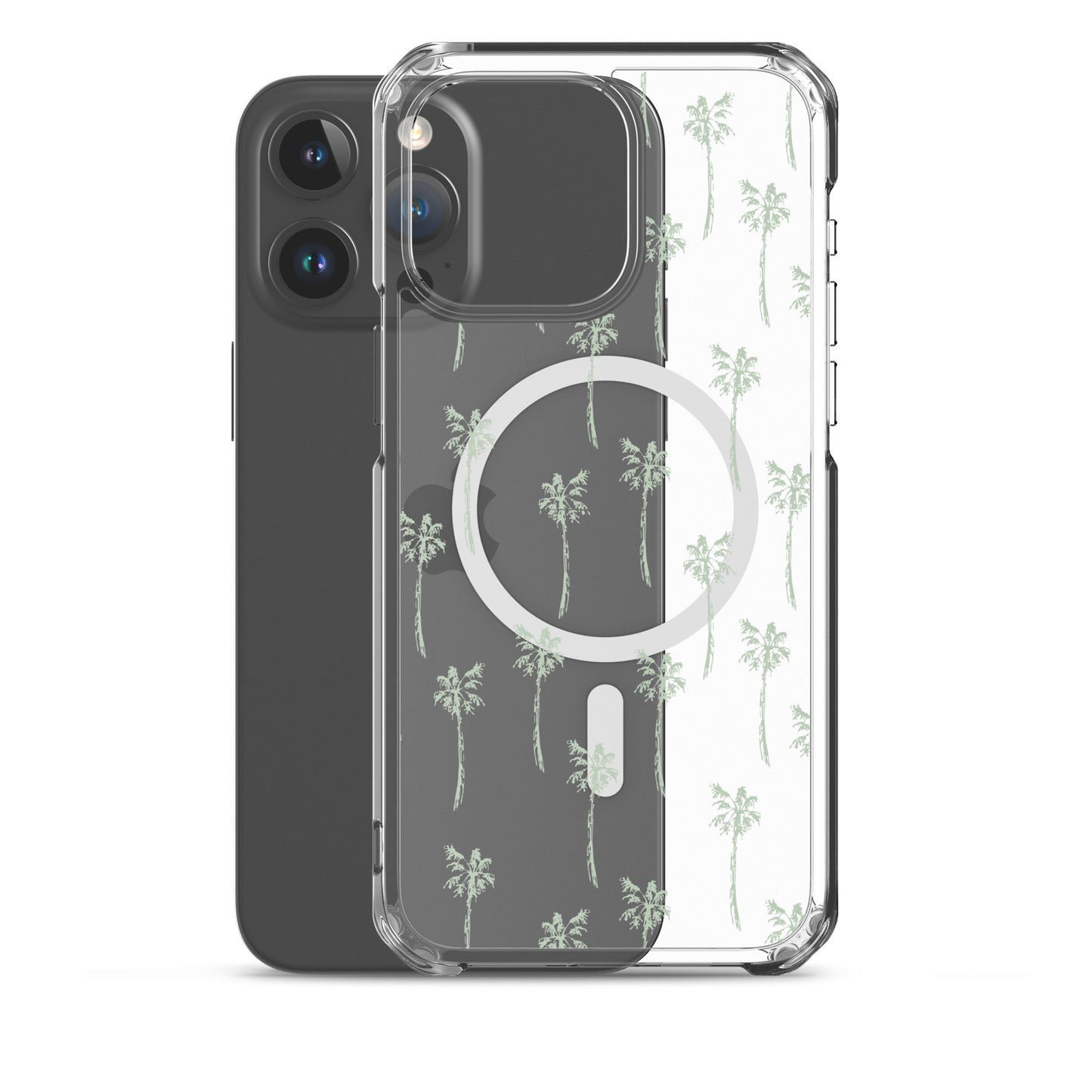 Tropical Palm Trees MagSafe® clear case for iPhone 14-16 models-Phone Case-Bits of Aloha