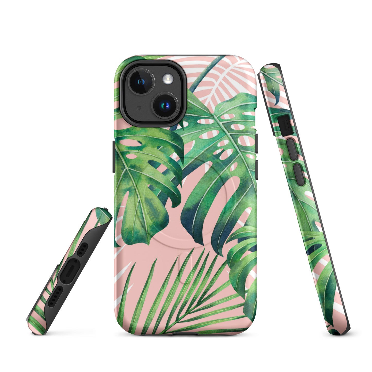 Pink Monstera MagSafe® Tough Case for iPhone 14-16-Bits of Aloha