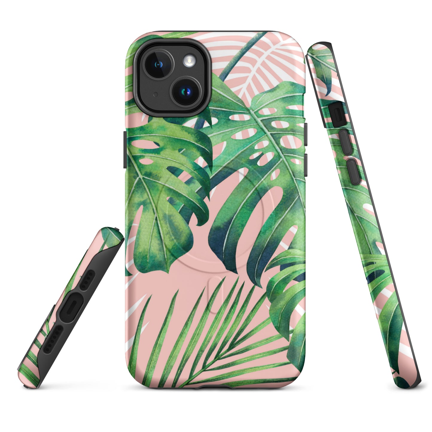 Pink Monstera MagSafe® Tough Case for iPhone 14-16-Bits of Aloha