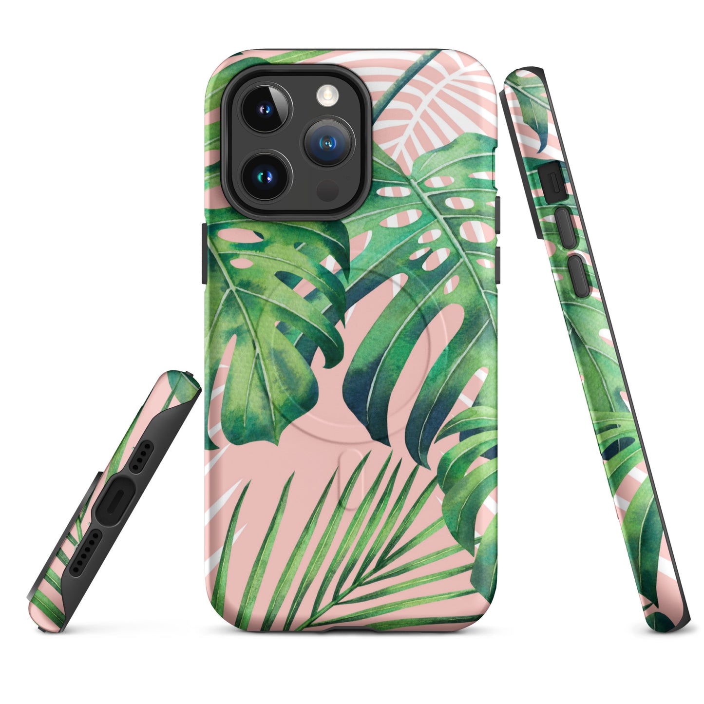 Pink Monstera MagSafe® Tough Case for iPhone 14-16-Bits of Aloha