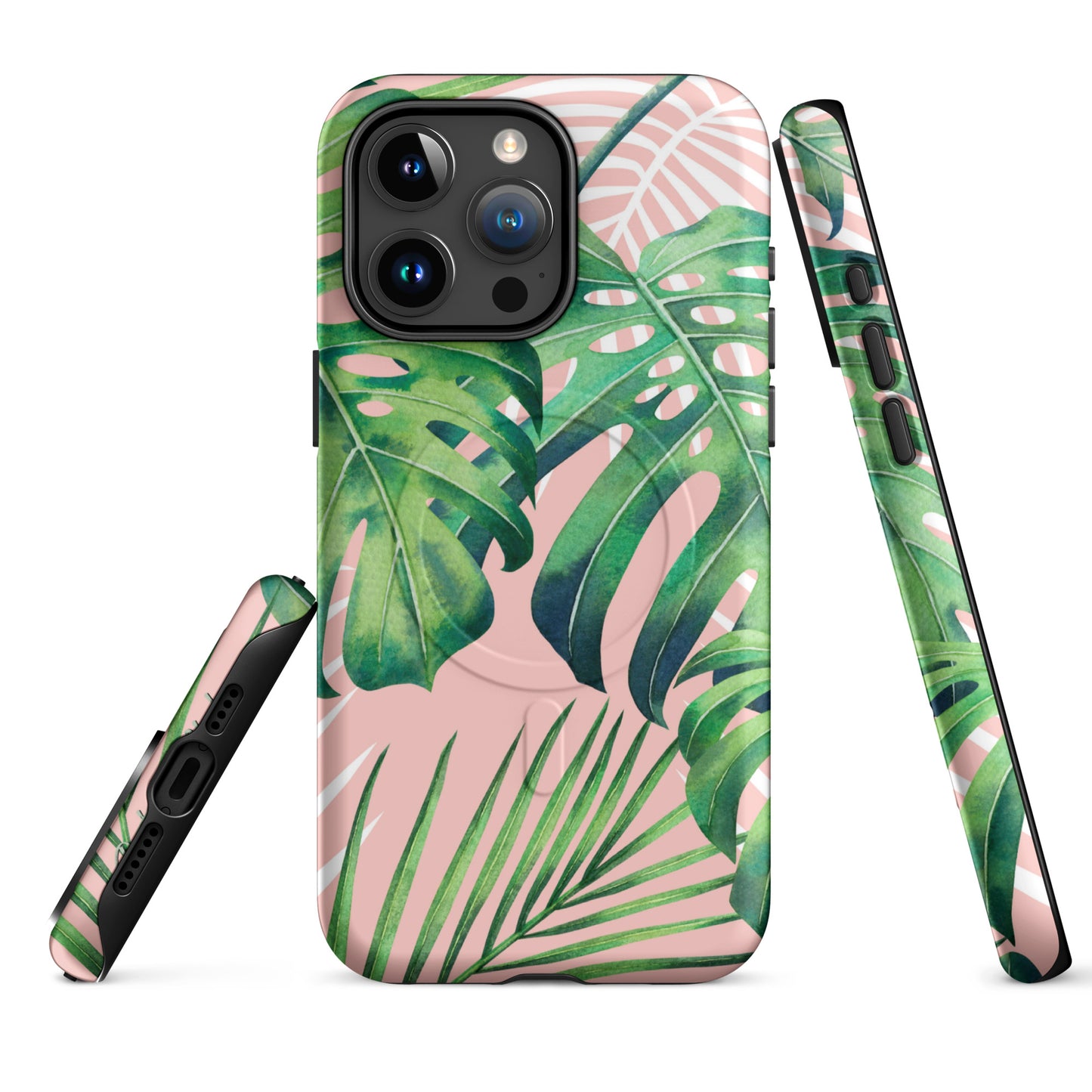 Pink Monstera MagSafe® Tough Case for iPhone 14-16-Bits of Aloha