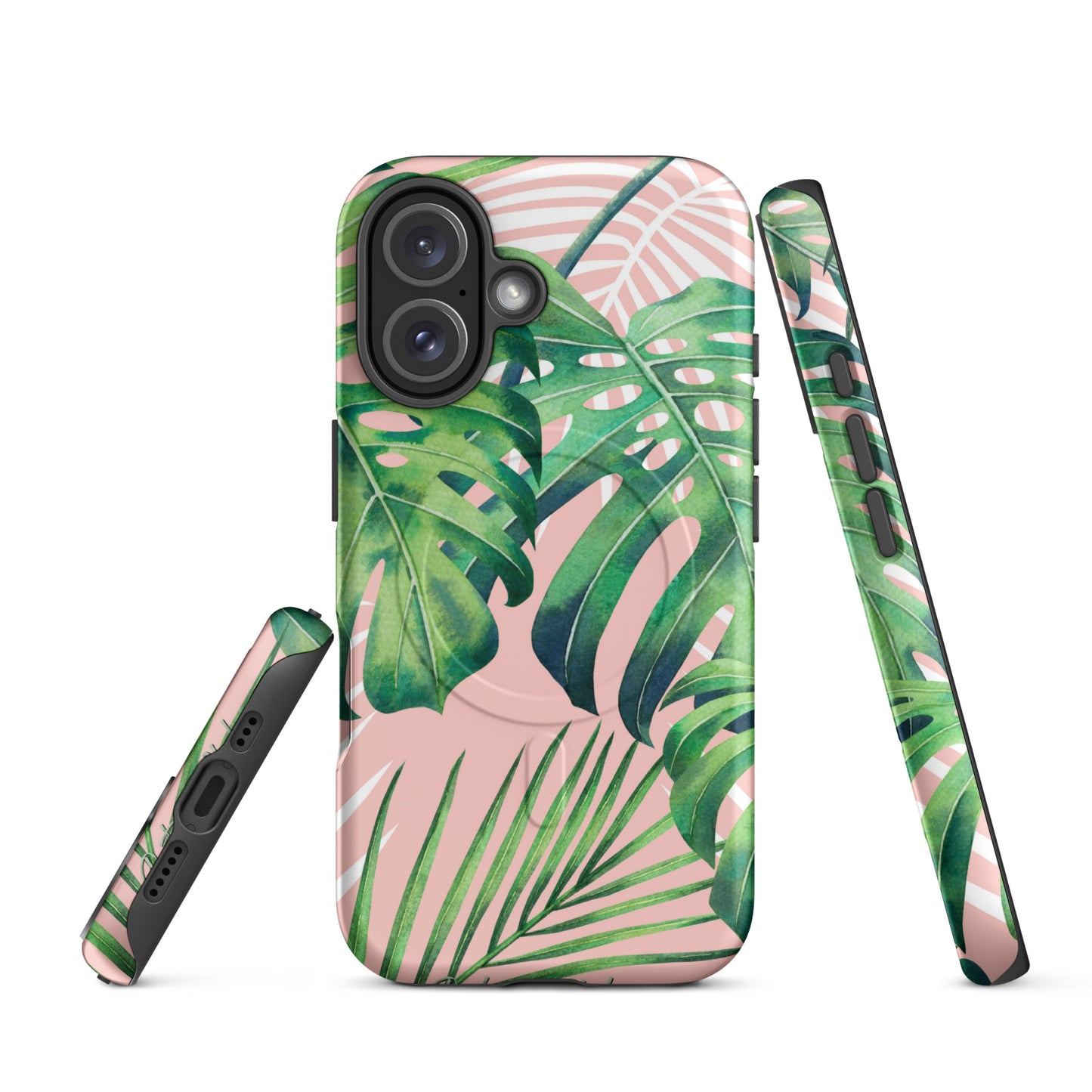 Pink Monstera MagSafe® Tough Case for iPhone 14-16-Bits of Aloha